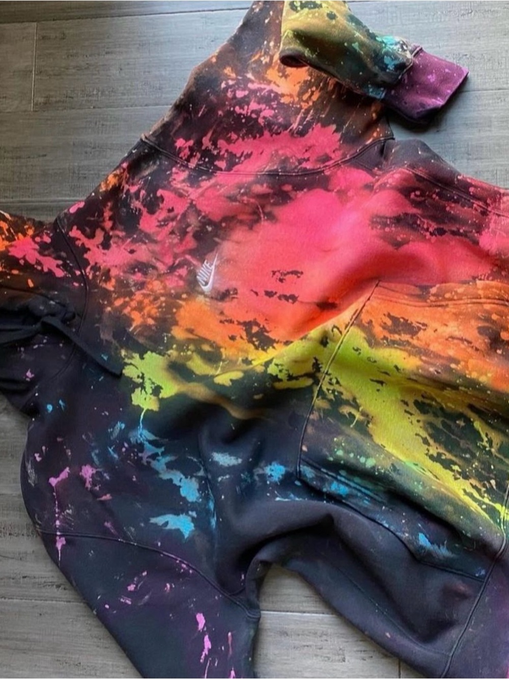 Rainbow Custom Nike Reverse Tie Dye Hoodie 🌈